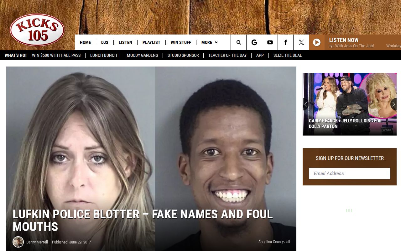 Angelina County local police-blotter coverage from Kicks 105