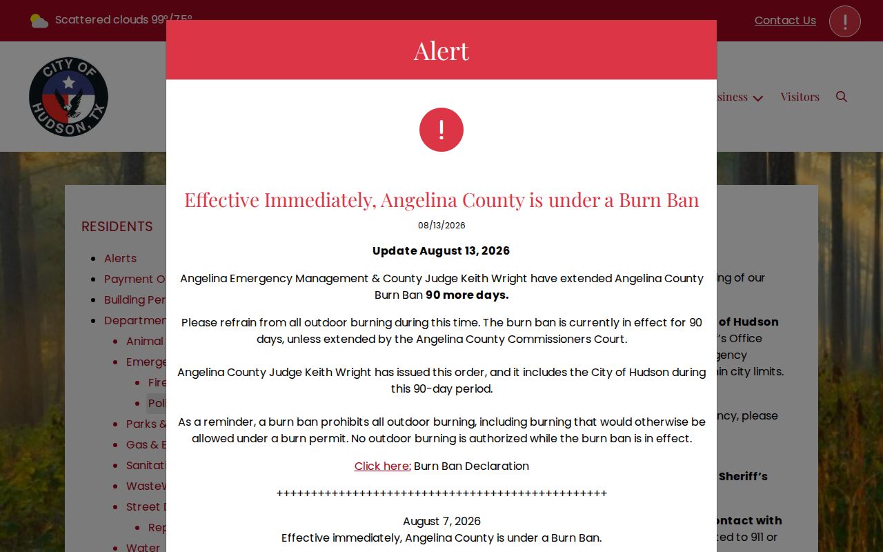Angelina County Hudson law-enforcement booking-record routing source