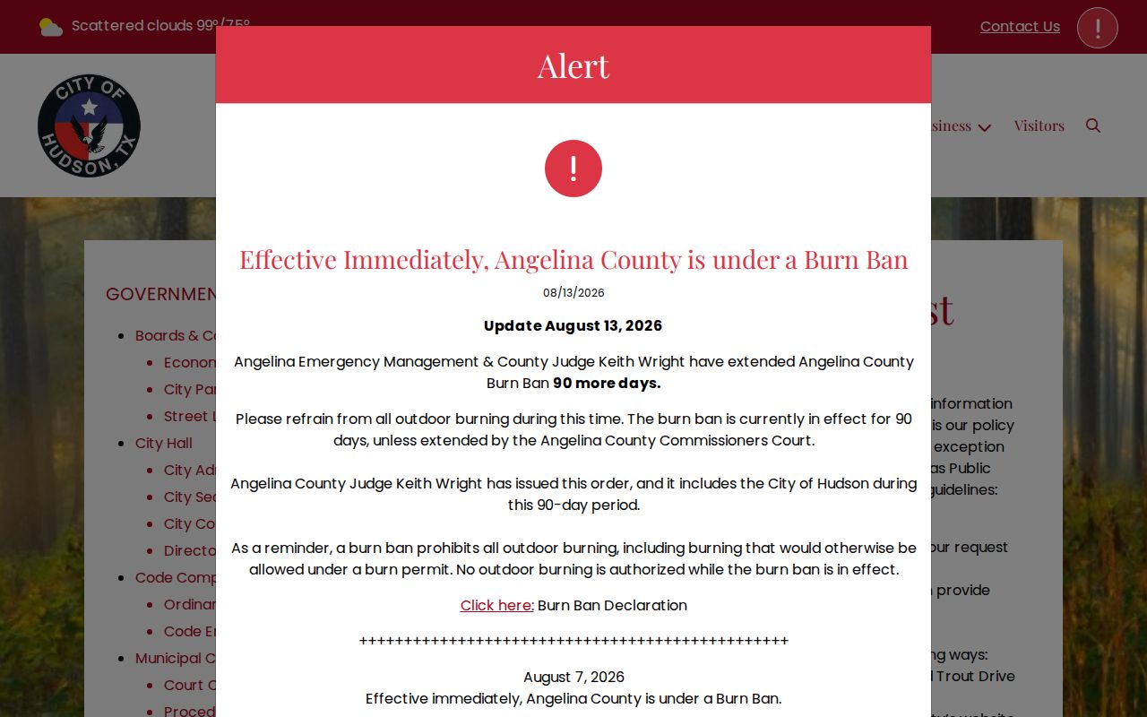 Angelina County Hudson booking-record public information request source